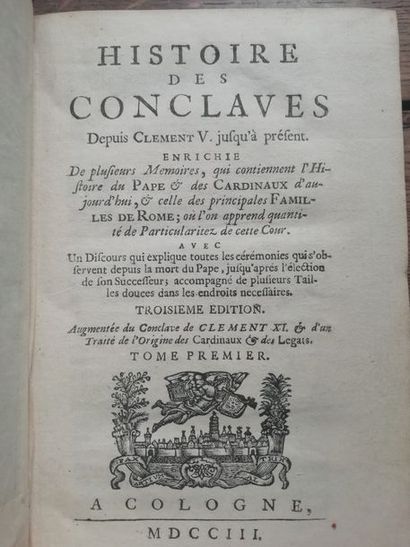 null Ensemble de 83 volumes, reliures diverses de petit format ; Histoire de conclaves,...