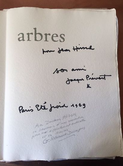null PRÉVERT, Jacques. Arbres. Paris, Éditions de la galerie d'Orsay, 1967. In-4,...