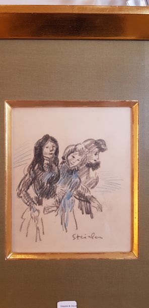 null Théophile Alexandre STEINLEN (1859-1923), trois femmes, crayon sur papier, 17...