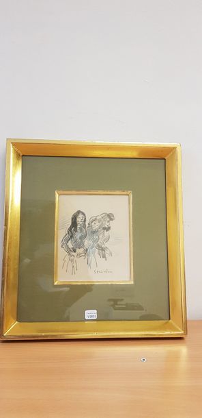 null Théophile Alexandre STEINLEN (1859-1923), trois femmes, crayon sur papier, 17...