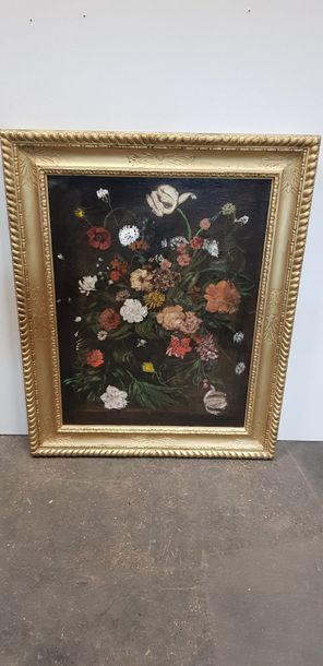 null Bouquet de fleurs des champs, Huile sur toile, 94,5 x 70 cm