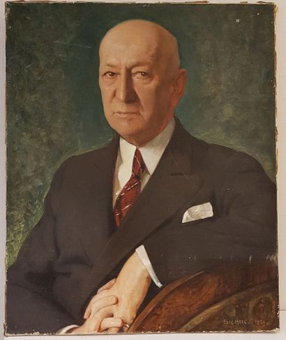 null Eugène HUC (1891-?), Portrait d’homme, Toile signée et datée 1934 en bas à droite....