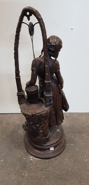 null Henri PLE (1853-1922), Jeune-fille au puits, Sculpture en bronze (lestée), signée...