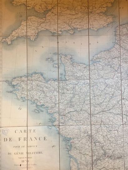 null Grande carte de France dépliante montée sur toile, ‘Carte de France pour le...