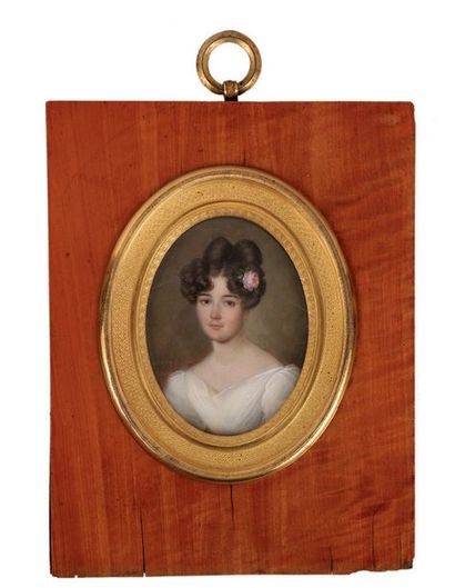 MEURET François (1800-1887) 
Miniature ovale sur ivoire.
Portrait en buste d'une...