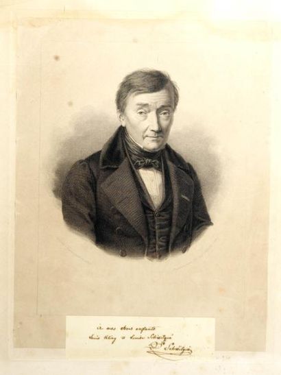 Portrait de J. B. Schwilgué signé ‘Dessiné...