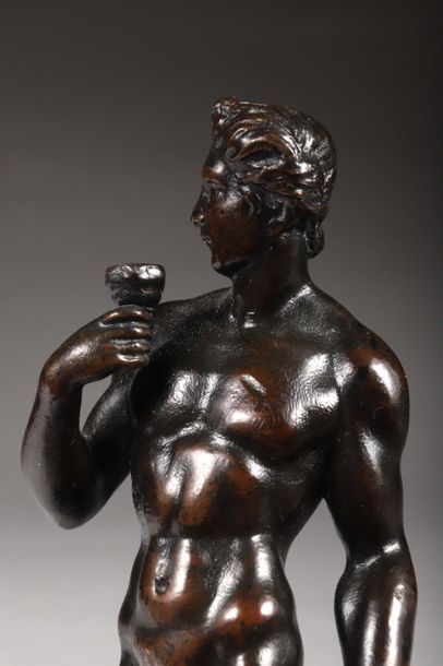 null Bacchus en bronze à patine brune. 

Italie, XIXe siècle dans le style Renaissance

Hauteur...