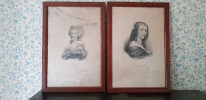 null Suite de 5 portraits de femme, estampes (lithographies) en noir d’après le Musée...