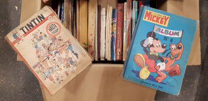 null Un carton de bandes dessinées et livres pour enfant dont Journal de Mickey,...