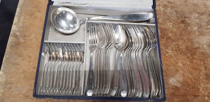 null APOLLO, Ménagère complète de 12 couverts en métal argenté (12 fourchettes, grandes...