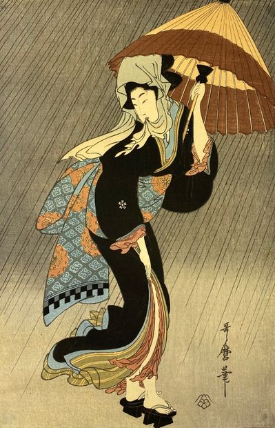 ESTAMPE JAPONAISE Japon Geisha à l'ombrelle...