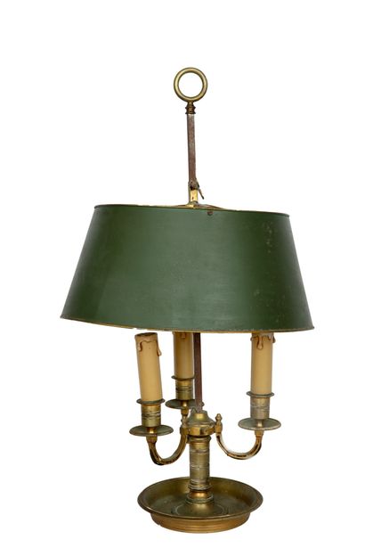 Iron and brass hot water bottle lamp, with...
