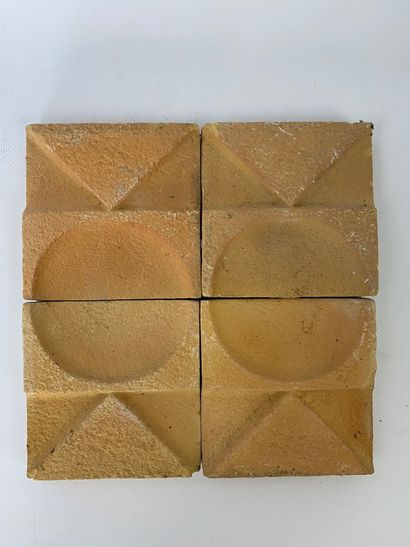 Lot of 165 terracotta tiles with geometric...
