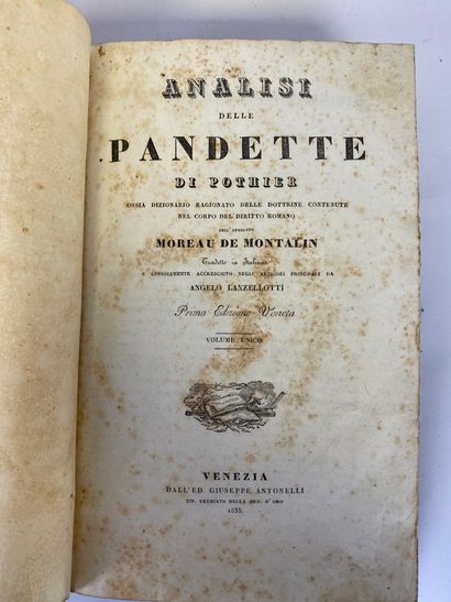  J. L. MOUREAU de MONTOLIN Analisi delle Pandette di Pothier ossia Dizionario ragionato...