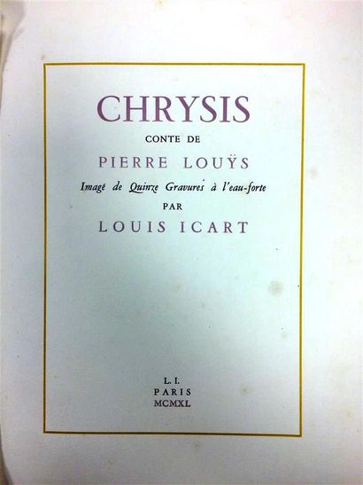 LOUYS (Pierre). Chrysis. A tale by Pierre...
