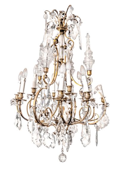  Large piriform chandelier with pendants H: 120 cm approximately