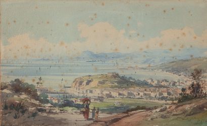 COSTA View of Nice from the hills. Watercolor...