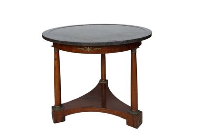  Mahogany and mahogany veneer pedestal table, Doric columns uprights connected by...