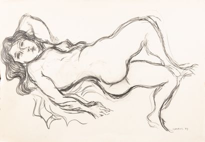 André COTTAVOZ (1922-2012). Reclining Nude...