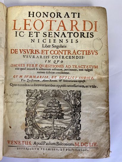  LEOTARDI Onorati (Honoré Léotard), ic et senatoris niciensis : Liber singularis...