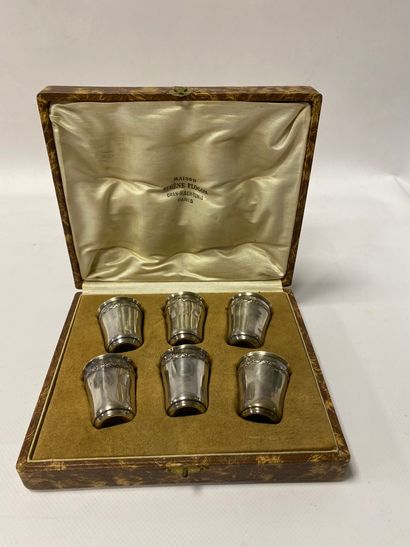 Suite of six silver liqueur goblets (one...
