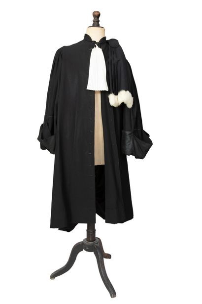 Set of two lawyer's dresses in black fabric...