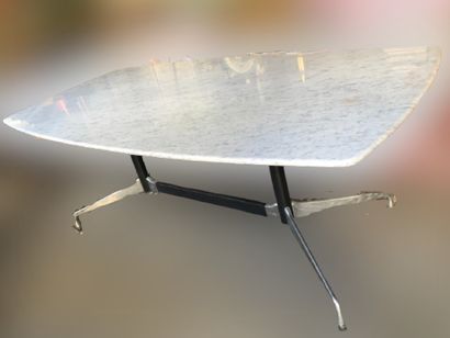  In the taste of Charles Eames. Table model "Segmeted Table", marble top on a steel...