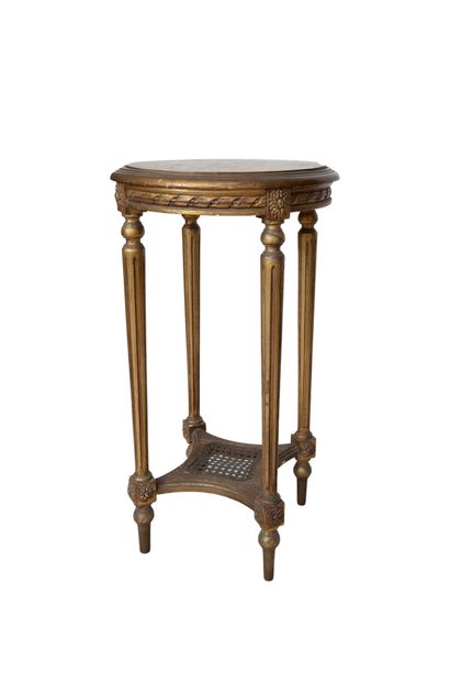  Mahogany and mahogany veneer pedestal table, columnar uprights connected by a shelf,...