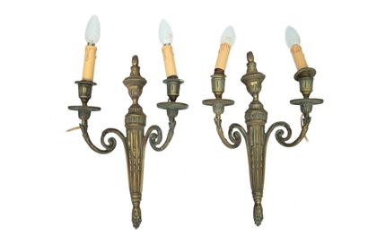 A pair of ormolu sconces with two arms. Louis...
