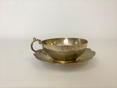 Cup and saucer in foreign silver (Egypt?),...