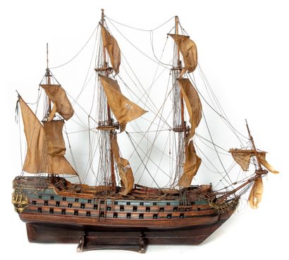 Model of a three-masted ship (numerous accidents...