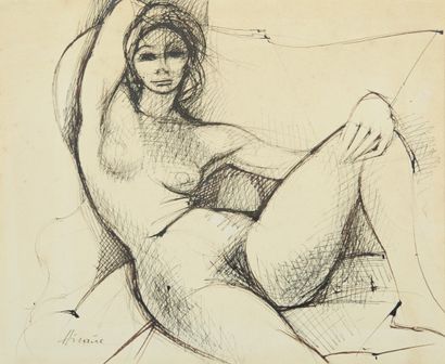 Camille HILAIRE (1916-2004). Nude in a sofa...