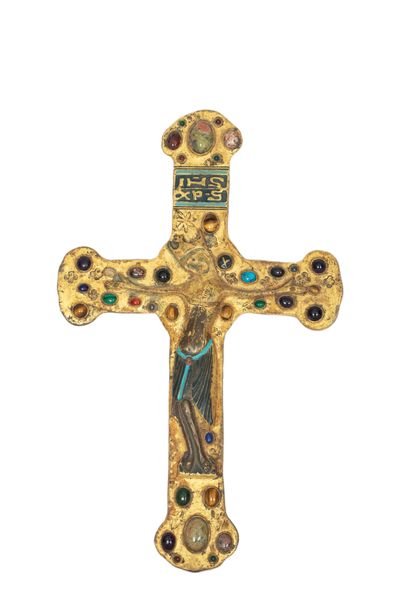 Curious Ottoman style crucifix in gilded...