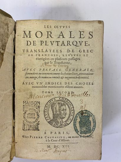  PLUTARCH'S moral works translated from Greek into French, revised & corrected in...
