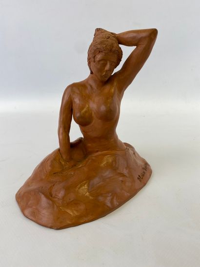BLAISE DEVISSI (1963) Femme nue assise Terre...