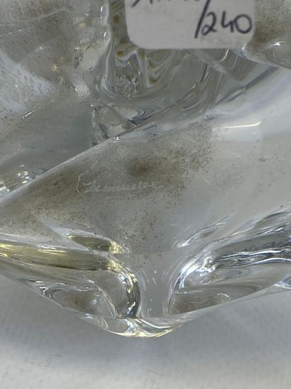  SCHNEIDER. Pied de lampe en verre (usures) H: 20 cm