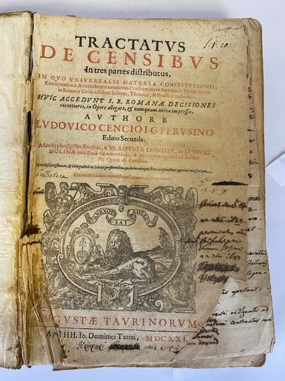  CENCI (Ludovicus) : Tractatus de censibus in tres partes distributus, in quo universalis...