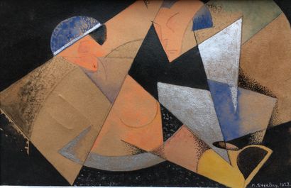  Marc STERLING (1897-1976). Composition abstraite, 1923 Dessin au crayon, aquarelle,...