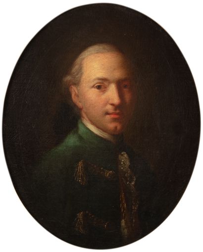  Entourage d'Adolf Ulrik WERTMULLER, vers 1780 Portrait d'homme à la veste verte...