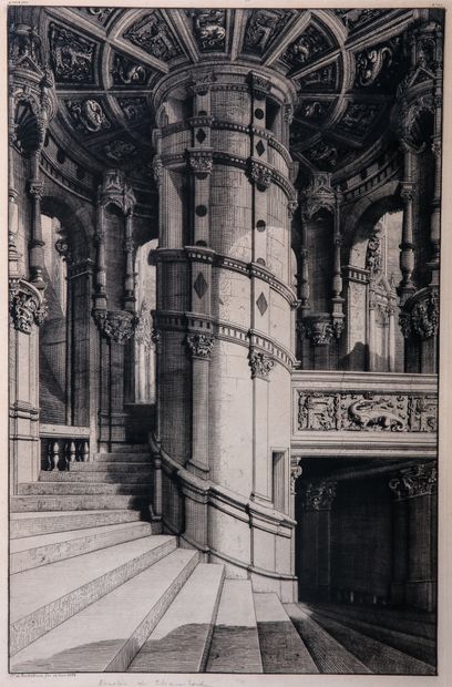 Octave DE ROCHEBRUNE (1824-1900) Escalier...