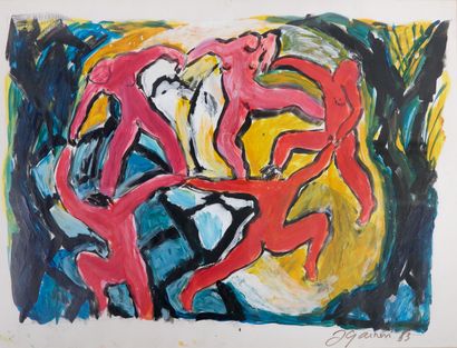 Jacqueline GAINON (1951) La danse Huile sur...