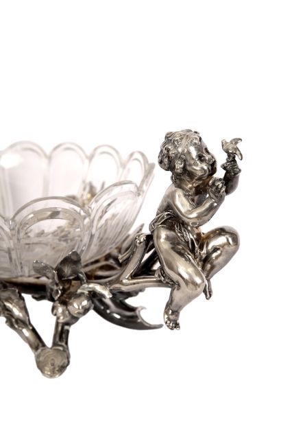  CHRISTOFLE Important tableware in silvered bronze comprising three elements : -...
