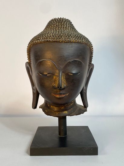Burma, 19th century Buddha head with brown...