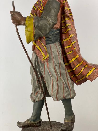  Charles Théodore PERRON (1862-1934) Personnage oriental Sculpture en régule polychrome...