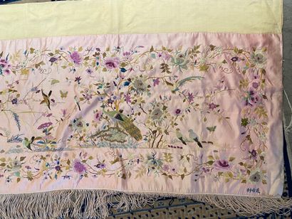 Lot of three (3) embroideries including a...