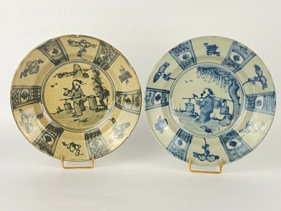 Set of two (2) Vietnam blue and white porcelain...