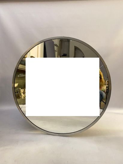  Miroir circuclaire entourage en métal chromé D : 90 cm