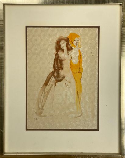  LEONOR FINI (d'après) Deux femmes EA sur papier japon. 37 x 26 cm 