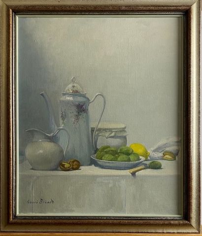  Henri BREARD (1873-c.1939) Nature morte à la cafetière Huile sur toile Signée en...