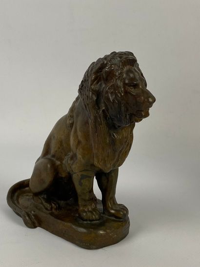  BARYE (d'après) Lion Bronze Porte une signature (rayures) H: 18cm 